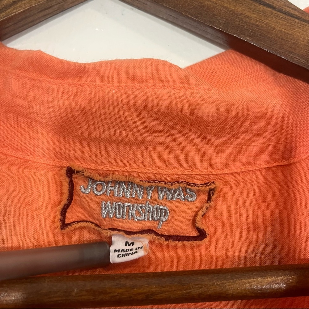 Johnny Was Miro Henley Popover Tunic Orange Embroidered Top Blouse Size M - Picture 6 of 11